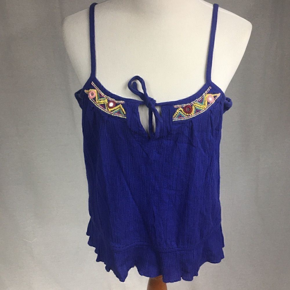 Route 66 Original Clothing purple tank top size XL boho embroidery like new